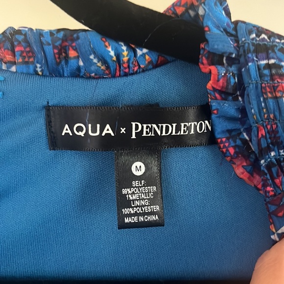 Aqua x Pendleton Womens Size M Smocked Waist V-Neck Mini Dress - Picture 2 of 9